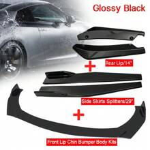 Specially Designed For Fashion Car Owners: Front Lip And Chin Bumper Modification Kit-High Quality Black PP Material+Easy Installation Design, Compatible With Mainstream Models!