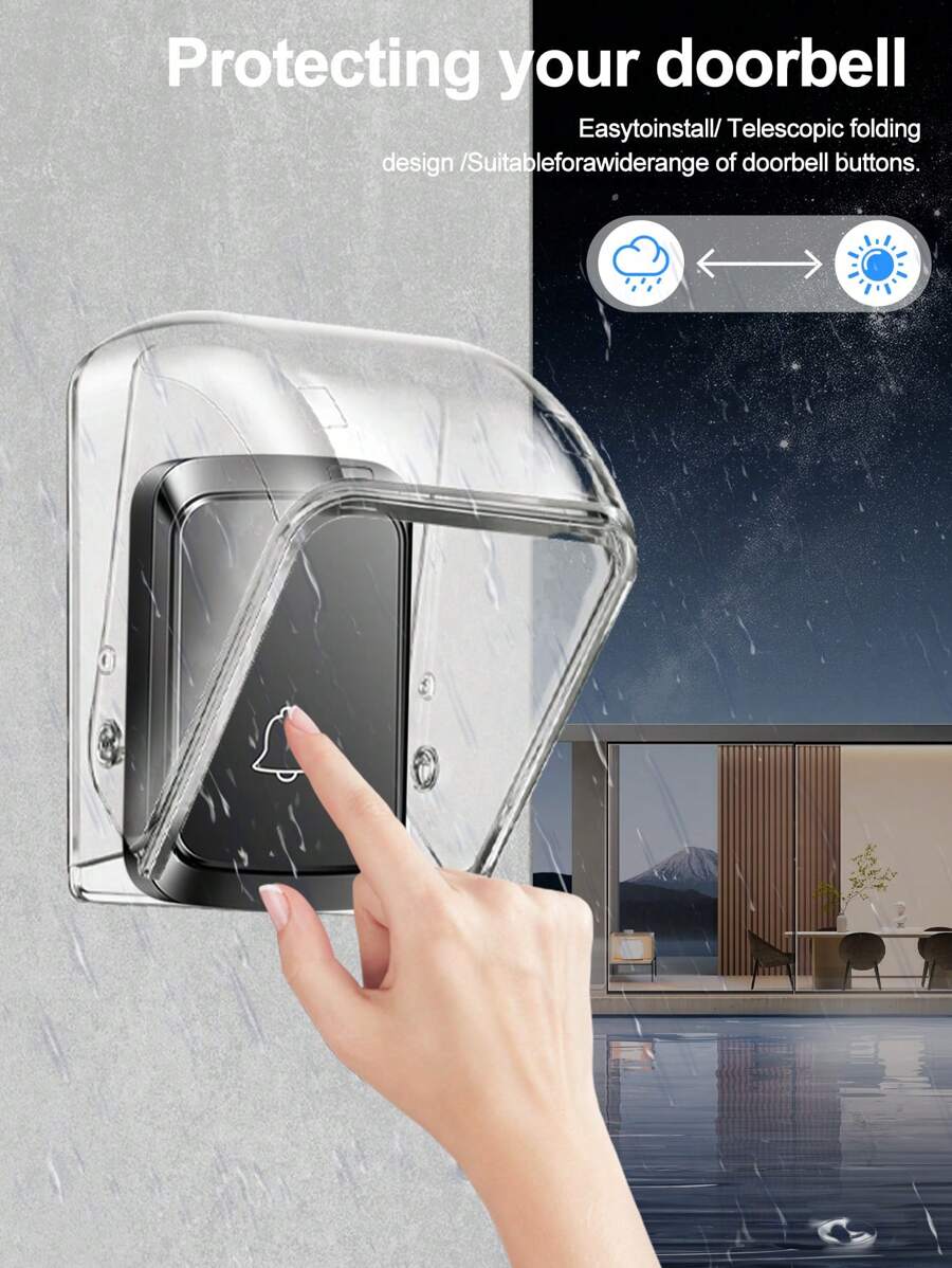 1 件门铃按钮防水罩，透明耐用防风防雨保护壳，适用于门铃按钮、门铃配件、门铃防水盒 - 彩色 - 查看 1