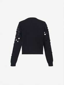 ii Fashionable Black Sequin Decorated Knit Cardigan - Black - View 5