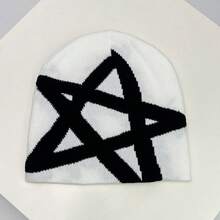 1 件简约五角星针织帽，温暖时尚休闲街头服饰男女通用隔热滑雪帽，适合秋冬季秋季服装 - 彩色 - 查看 12