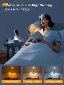 Rechargeable Reading Light, Suitable For Reading In Bed, High Brightness, 3 Color Options, Long Battery Life, 360° Flexible Rotation, Compact & Portable, LED Night Light, Lightweight Clip Design, Ideal For Book Lovers, Rechargeable/Battery Powered (Batteries Not Included) - Multicolor - View 2