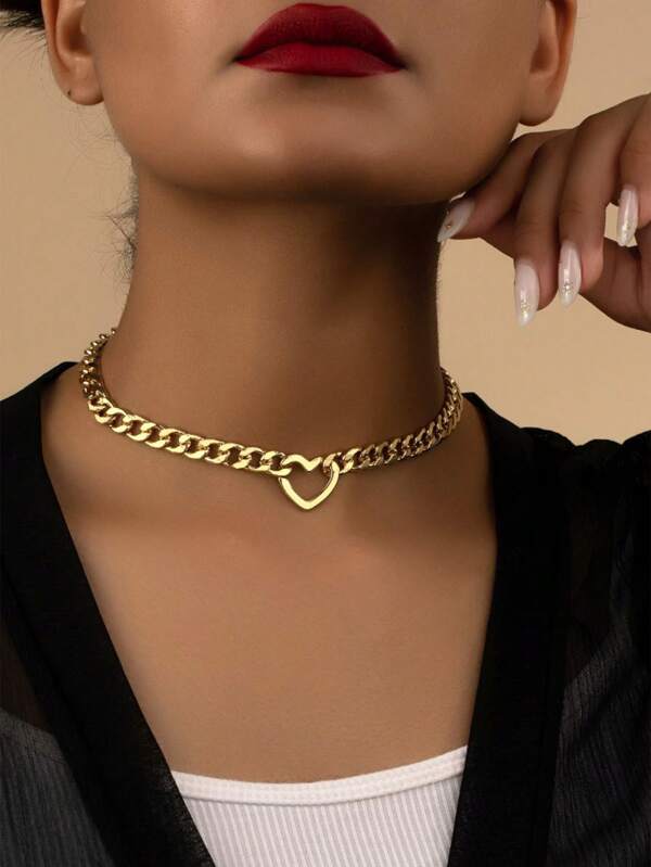 1 pièce Collier tendance en forme de cœur, convient pour un port quotidien
