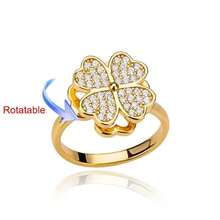 1pc Stainless Steel Zirconia Heart-Shaped Four-Leaf Clover Rotating Open Ring, Luxurious And Elegant, Suitable For Women's Daily Wear, Christmas Holiday Gift - Multicolor - View 10