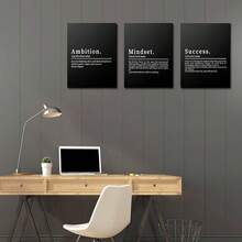 GUBIYU Black Hustle Grind Execution Wall Art Set Of 3 Framed Canvas Office Inspirational Motiviational Wall Decor Art Positive Quotes Posters Living Room Pictures Walls Decor Mens Guys 12x16 - A010 黑白 - 查看 6