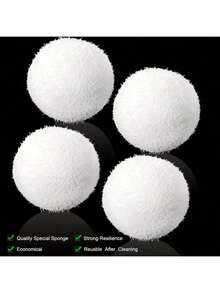 4 Pack 3 Inch Reusable Washable Oil-Absorbing Sponge Cleaning Balls For Swimming Pool, Hot Tub And Spa, Floating Pool Filter, Plastic Material, No Battery Or Power Required, White - Pool Cleaning - View 4