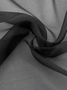 1pc Sheer Voile Curtain, Lightweight Translucent Fabric, Sun Blocking & Heat Insulation, Rod Pocket Top Design, Good Drapability, Suitable For Living Room, Bedroom, Balcony Decor | Autumn Decor, Room Decor - Black - View 6