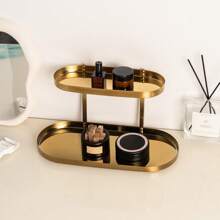 1pc Nordic Style Dual-Layer Oval Storage Rack, Stainless Steel Makeup Display Shelf Dual-Layer Tray Storage Rack For Cosmetics, Perfumes, Jewelry, Glasses In Bedroom, Bathroom, Living Room, Entryway, Kitchen, Available In Gold, Black, Silver - Multicolor - View 14