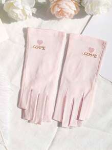 1双女士半指防紫外线手套，柔软舒适透气，保护手指免受紫外线伤害 - 适合美甲、驾驶、骑行和户外活动 - 粉色 - 查看 1