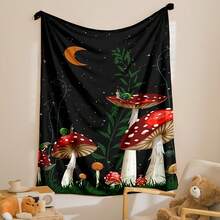 1pc Mushroom Snail Flannel Blanket Lunch Break Blanket Sofa Blanket Sofa Warm And Comfortable Soft Blanket For Gift Home Comfort And Lightweight Blanket Sofa Blanket Travel Camping Living Room Office Sofa Chair Bed Flannel Blanket - 白色 - 查看 4