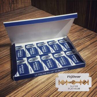 100 Count Double Edge Razor Blades - Men's Safety Razor Blades For Shaving - Platinum Stainless Steel Double Razor Shaving Blades For Men For A Smooth Clean Shave