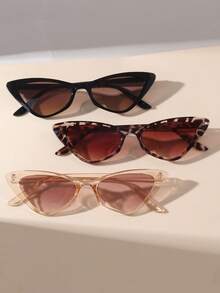 3pcs Cat Eye Frames Glasses, Stylish Personalized Design Suitable For Daily Wear & Outdoor - Multicolor - View 7