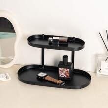 1pc Nordic Style Dual-Layer Oval Storage Rack, Stainless Steel Makeup Display Shelf Dual-Layer Tray Storage Rack For Cosmetics, Perfumes, Jewelry, Glasses In Bedroom, Bathroom, Living Room, Entryway, Kitchen, Available In Gold, Black, Silver - Multicolor - View 13