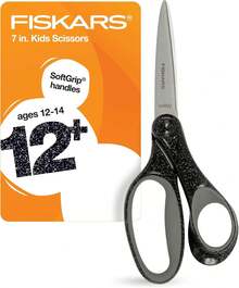 Tijeras con purpurina para estudiantes zurdos de 7 pulgadas, para niños de 12 años, tijeras para zurdos para la escuela o manualidades, suministros para el regreso a la escuela - Diestros - Ver 12