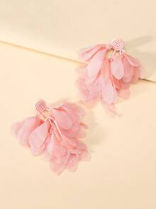 1 Pair Bohemian Beads Fabric Flower Large Earrings For Women Summer Beach Vacation Party Prom Jewelry - A Pair Of Floral Tassel Earrings - View 11