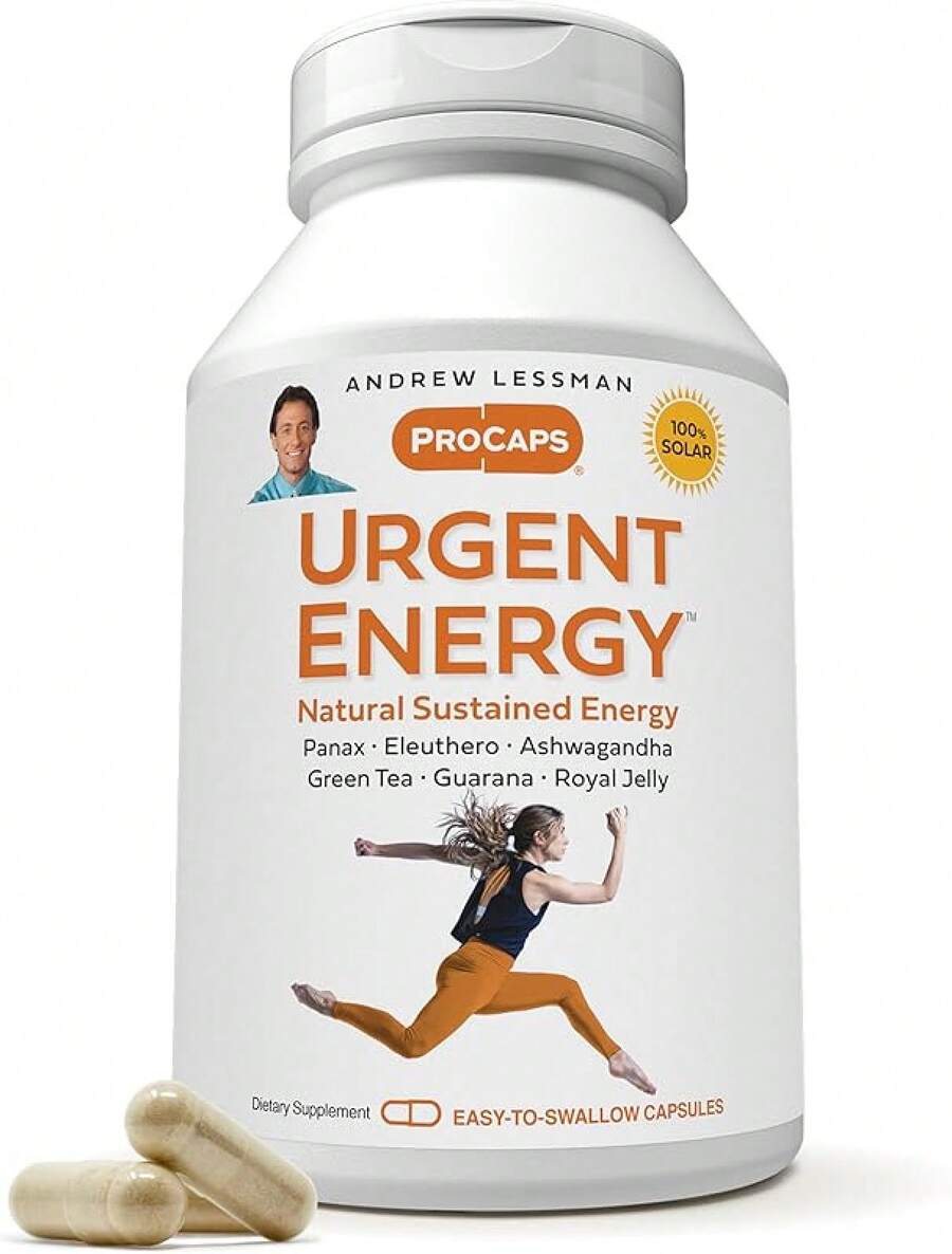 ANDREW LESSMAN Urgent Energy 60 Capsules - Provides A Safe, Healthy Means Of Enhancing Energy Levels And Feelings Of Well-Being, Green Tea, Guarana, Ginseng, Royal Jelly, Ashwagandha, B-Complex6hao | Enhanced Stamina & Focus Supplement For Workouts Bjp1dian - 30 Count (Pack of 1) - 查看 1