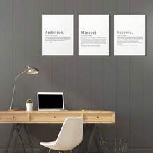 GUBIYU Black Hustle Grind Execution Wall Art Set Of 3 Framed Canvas Office Inspirational Motiviational Wall Decor Art Positive Quotes Posters Living Room Pictures Walls Decor Mens Guys 12x16 - A012 黑白 - 查看 9