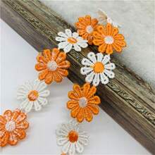 1 yarda 25mm Lindo de encaje con flores de margarita coloridas para tejer cinta bordada de boda DIY hecha a mano con parches, suministros de costura, manualidades - Elige colores - Ver 10