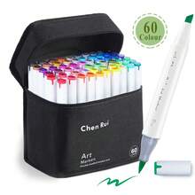 Chen Rui Multicolored Art Markers 48-180 Colors Double Tip Permanent Chisel & Brush Professional Marker Set For Drawing Coloring , First Day Of School - White - View 14