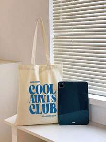 Aunt Cool Club 印花简约轻便便携经典休闲纯色手提袋，黑色可重复使用购物袋，可折叠旅行包，适合青少年、女性、大学生、教师、上班族，适用于办公室、户外活动、小学、中学、高中、工作、商务、通勤等场合。是送给老师、女性、女友和家人的最佳礼品袋，也是教师节的理想礼物。 - 彩色 - 查看 6