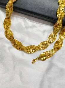 4 Stücke Damen Goldplattiertes Seilschmuckset: Halskette, Ohrringe, Ring, Armband, geeignet für Saudi-Arabien, Naher Osten, Dubai, Europa, Afrika, Braut, Hochzeit, Bankett, Date, Kleid, Muttertag, Abschluss, Urlaubsgeschenk