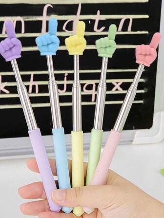 5 件教室用伸缩教鞭，伸缩教鞭，适合教师使用，伸缩手指教鞭，伸缩阅读用品生日礼物