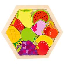 2025 New Wooden 3D Hexagon Puzzle Toys, Cartoon Animal & Transportation Patterns, Early Educational Toys, Children's Day/Birthday Gift