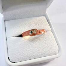 1 pieza Anillo exquisito con estampado floral de melocotón y esmalte de goteo estilo chino vintage - Anillo de flor de durazno - Ver 5