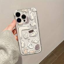 Adorable Cat And Dog Transparent Anti-Drop Shockproof TPU Phone Case Suitable For Apple 15/14/13/12/11