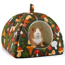 Guinea Pig Hideout House, Soft Pads, Washable, Non-Slip Bottom Rabbit & Hamster Hideout, Ferret Accessories - Green - View 14