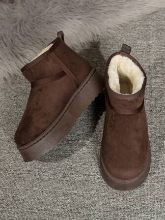 Classic Women Snow Boots With Warm Thermal Lined, Comfortable Padded Boots, Thick Sole, Fashion Brown/Coffee