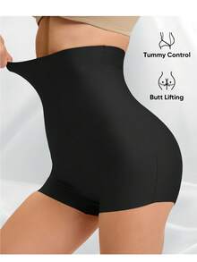 JUQDNX Women'S High-Waisted Tummy Control Shapewear Shorts, Seamless Polyamide Knit Fabric, Butt Lifting, Yoga & Sport-Ready, Comfort Fit Underwear With Light Protection