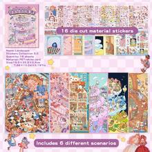 Serie de pegatinas 3D de paisaje panorámico, Villa 3D estereoscópica. Pegatinas de microescena 3D de casa, pegatinas DIY para adultos, incluye 6 escenas panorámicas, 7 materiales, 3 imágenes de referencia. Adecuado para regalos de Halloween, Pascua, Navidad, Día de la Madre, fiestas de amigos.