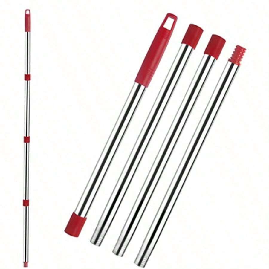 Mango extensible para trapeador (4 secciones) - Compatible con recambios O Cedar - Ajustable de 76 a 150 cm - Rosca americana - Rojo - Ver 1