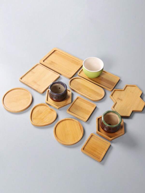 1 pièce Sous-verre en bambou mosaïque vierge, plateau de plante, sous-verre de tasse à boisson, sous-verre de plante, assiette d'art (rond, carré, ovale, rectangle, carreaux de mosaïque non inclus), convient pour les plantes en pot, les plateaux de boissons, les sous-verres en résine DIY, la décoration de la maison et du bureau