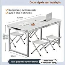 120x60cm Aluminum Folding Table With Top And Handle For Camping, Barbecue And Beach White - 檯面 - 查看 2