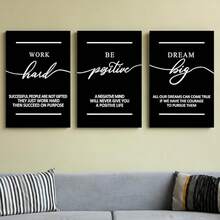 GUBIYU Black Hustle Grind Execution Wall Art Set Of 3 Framed Canvas Office Inspirational Motiviational Wall Decor Art Positive Quotes Posters Living Room Pictures Walls Decor Mens Guys 12x16 - 黑白努力工作牆藝術 - 查看 4