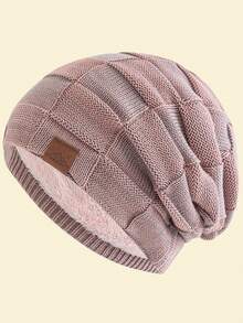 JZML 1件字母裝飾軟款戶外滑雪針織毛帽，附內裡，秋季穿搭 - Fashion Beanie - 查看 15