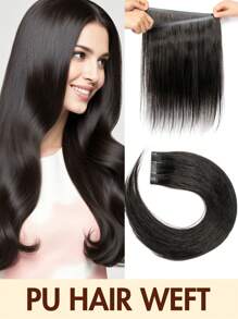 Extensões de cabelo humano com trama de fita invisível sem costura - sem cola, cabelo liso natural real para mulheres, 12-20 polegadas, qualidade de salão