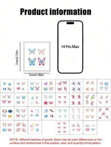 30 piezas de tatuajes temporales de mariposa de colores en el dedo, patrón pequeño de mariposa, tatuaje temporal impermeable para dedos, brazos y Body - Multicolor - Ver 2
