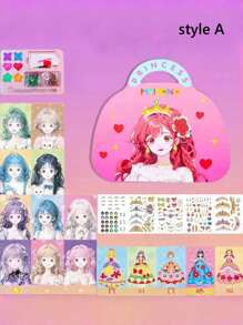 Princess Stickers Cosmetic Bag Girl Stickers Handmade DIY Quiet Book Dress-Up Paste Rhinestone Princess Cosmetics Dress-Up Set Girl Princess Cosmetic Bag - Multicolor - View 6