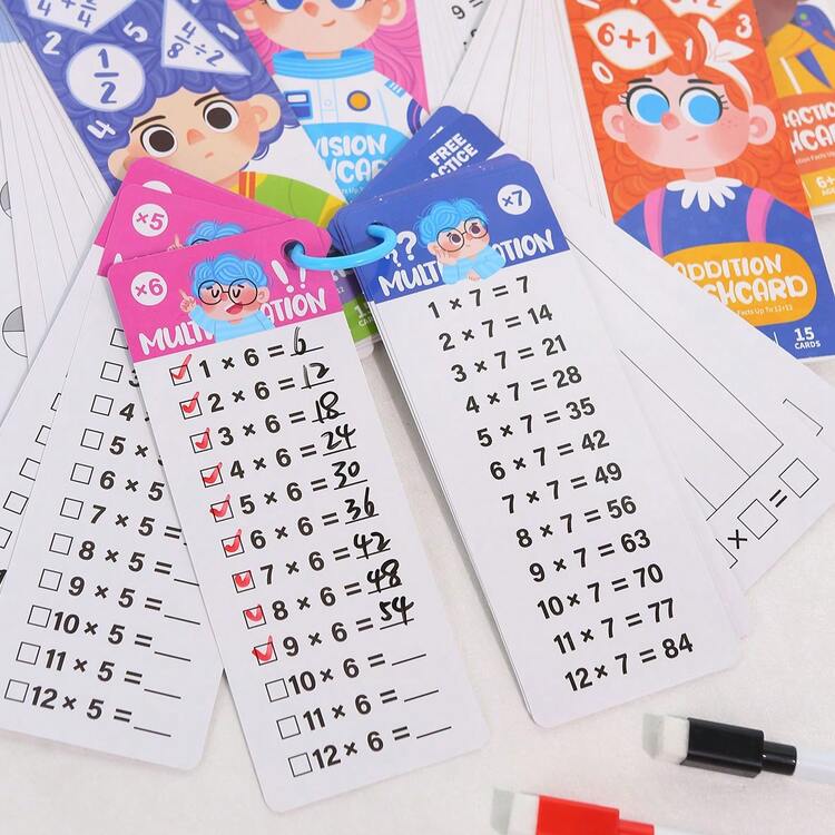1セット 子供用算数ゲームフラッシュカード、足し算と引き算、掛け算と