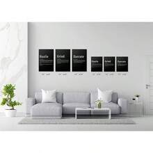 GUBIYU Black Hustle Grind Execution Wall Art Set Of 3 Framed Canvas Office Inspirational Motiviational Wall Decor Art Positive Quotes Posters Living Room Pictures Walls Decor Mens Guys 12x16 - A011 黑白 - 查看 7