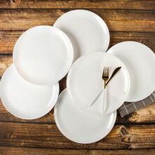 Dinnerware Set Of 8 Elegant White Tempered Glass Plates 10.5inch Round Dishes Microwave And Dishwasher Safe - 6 - Xem 4