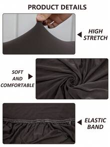 1 件牛奶丝裹身床裙，纯色或印花，四面弹力床罩，适用于卧室家居装饰 - 深灰色 - 查看 5