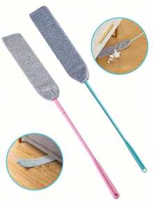 1pc Duster With Extension Pole And Bendable Ultra-Fine Fiber Head, Washable, Suitable For Cleaning Furniture Bottoms - Multicolor - View 1