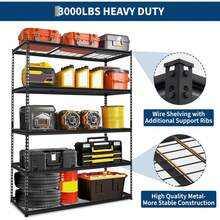 mteryoing Garage Shelving, 5 Tire Storage Shelving Heavy Duty Garage Shelves 3000LBS Load Bearing, Full Metal Shelving Units, Durable Construction, Adjustable Shelves, Easy Assembly - 60 X 24 X 78 Inch - View 7