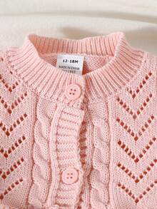 BOARNSEORL Baby Girls Pink Cardigan Sweater With Front Buttons And Ruffle Design, Elegant Fashion Versatile Top Suitable For Daily Wear, School, Party, Autumn/Winter - Pink - View 5