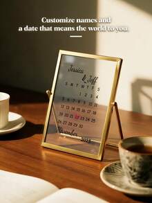 1件个性化亚克力日历相框牌匾，可保存重要日期，适合家居装饰，浪漫礼物，也适合生日、周年纪念日、毕业典礼、婚礼等场合，象征永恒的爱，美观的房间装饰 - 多色 - 查看 5