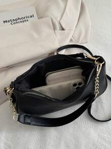 Túi đeo chéo nữ thời trang, màu trơn, đa năng, tối giản, có chữ cái, thích hợp cho mua sắm, đựng ví, dành cho phụ nữ trẻ, sinh viên đại học, các cặp vợ chồng mới cưới, nhân viên văn phòng, lý tưởng cho công sở, đại học, đi làm, kinh doanh, đi lại, hoạt động ngoài trời, du lịch và dã ngoại. - màu đen - Xem 11