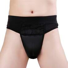 Mens Crossdresser Panties Hiding Gaff Thong Tucking Underwear Transgender Briefs LingerieChristmas 5L34 - 黑色棉質丁字褲 - 查看 1